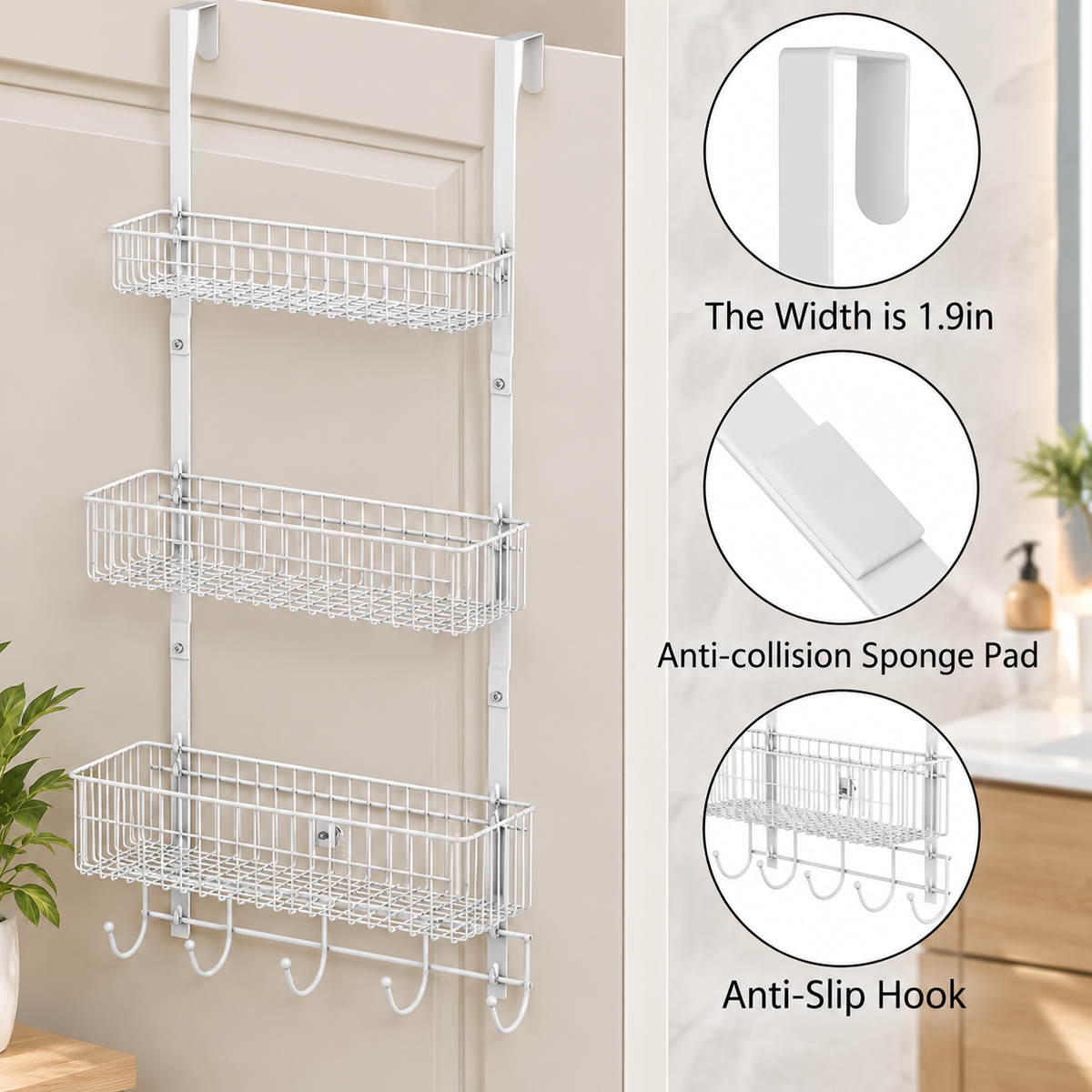 3-Basket Over-the-Door Organizer