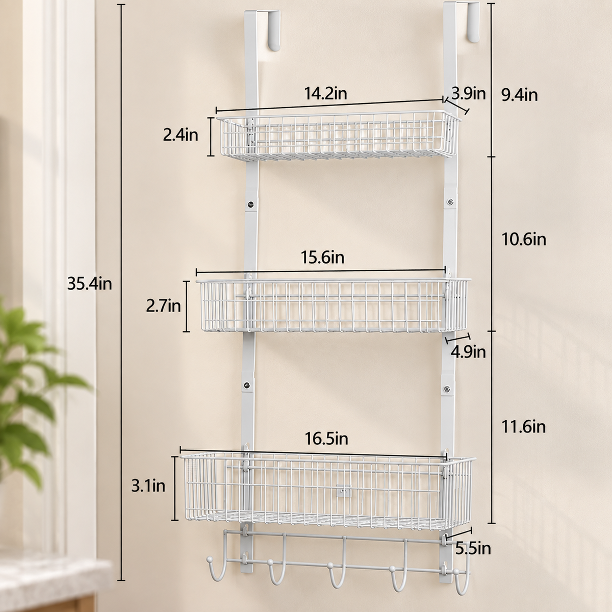 3-Basket Over-the-Door Organizer