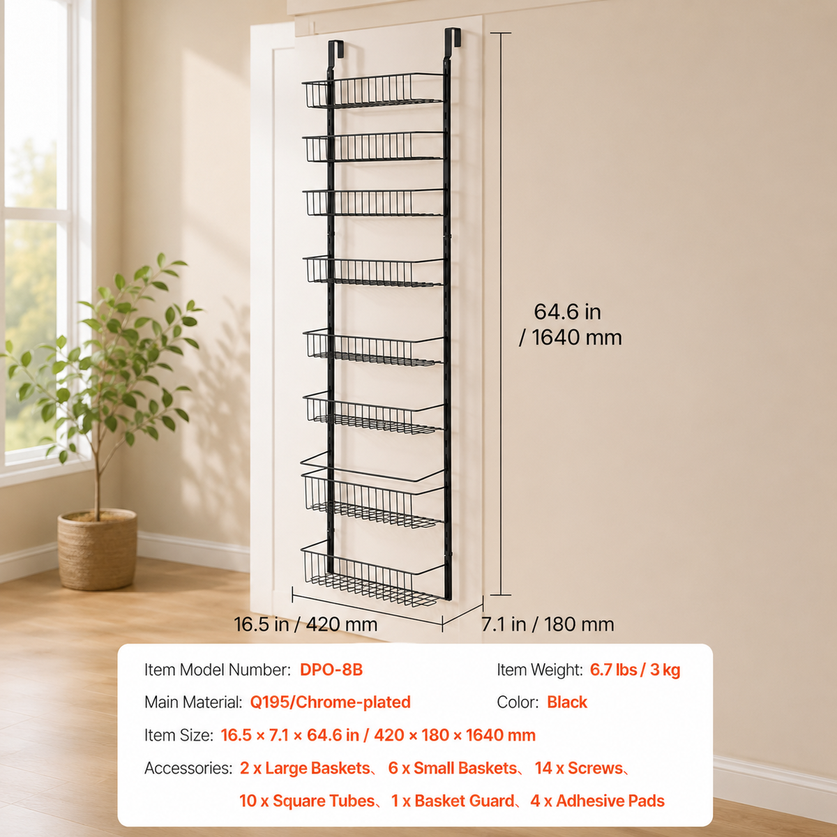 8-Tier Door-Mounted Pantry Organizer
